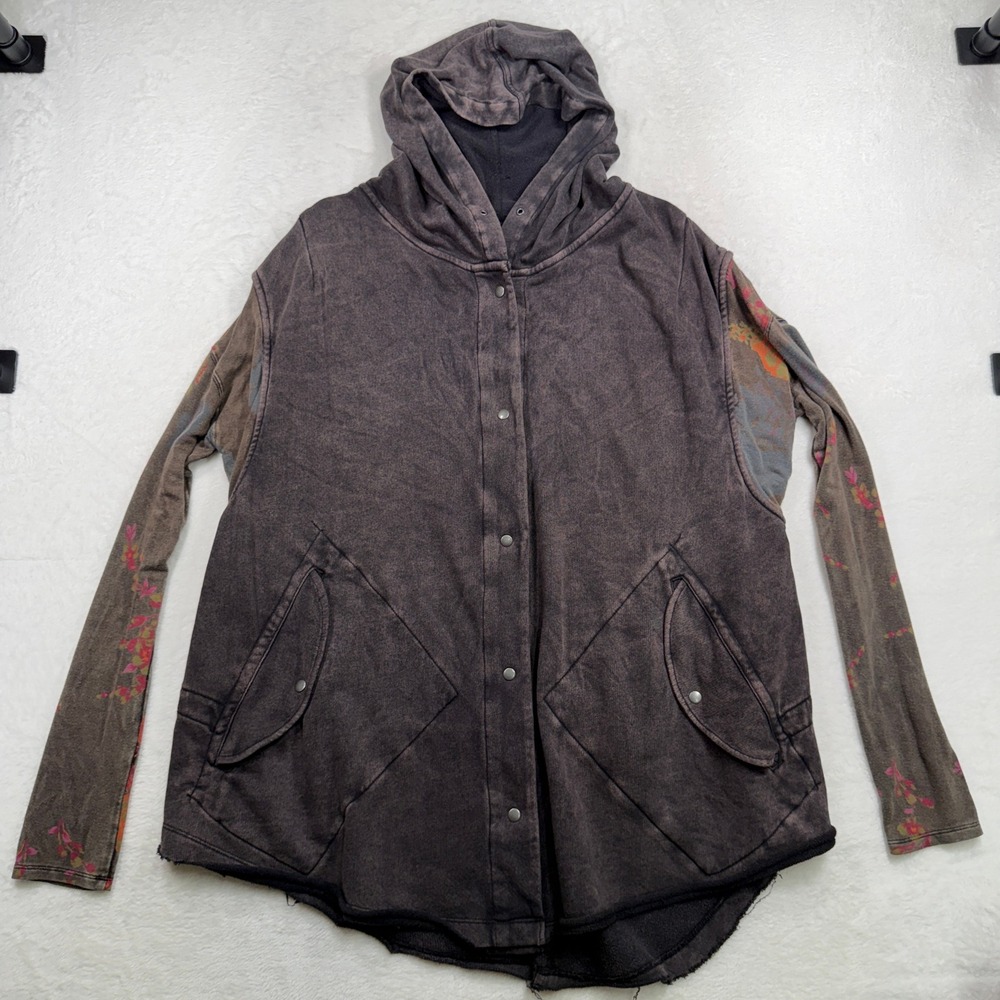 Free People M Just Like That Hooded Cardigan Jacket Sweater Oversized Boho Edgy - Picture 3 of 14